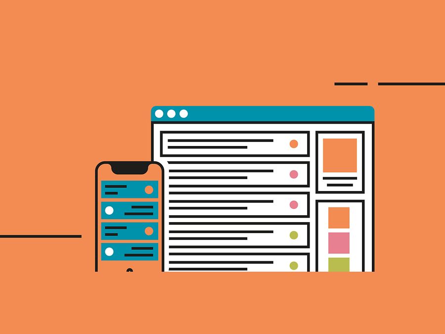 Software-Lösungen; Grafik eines Tablets und Mobilephones