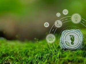 grüner Hintergrund mit Umwelt-Icons